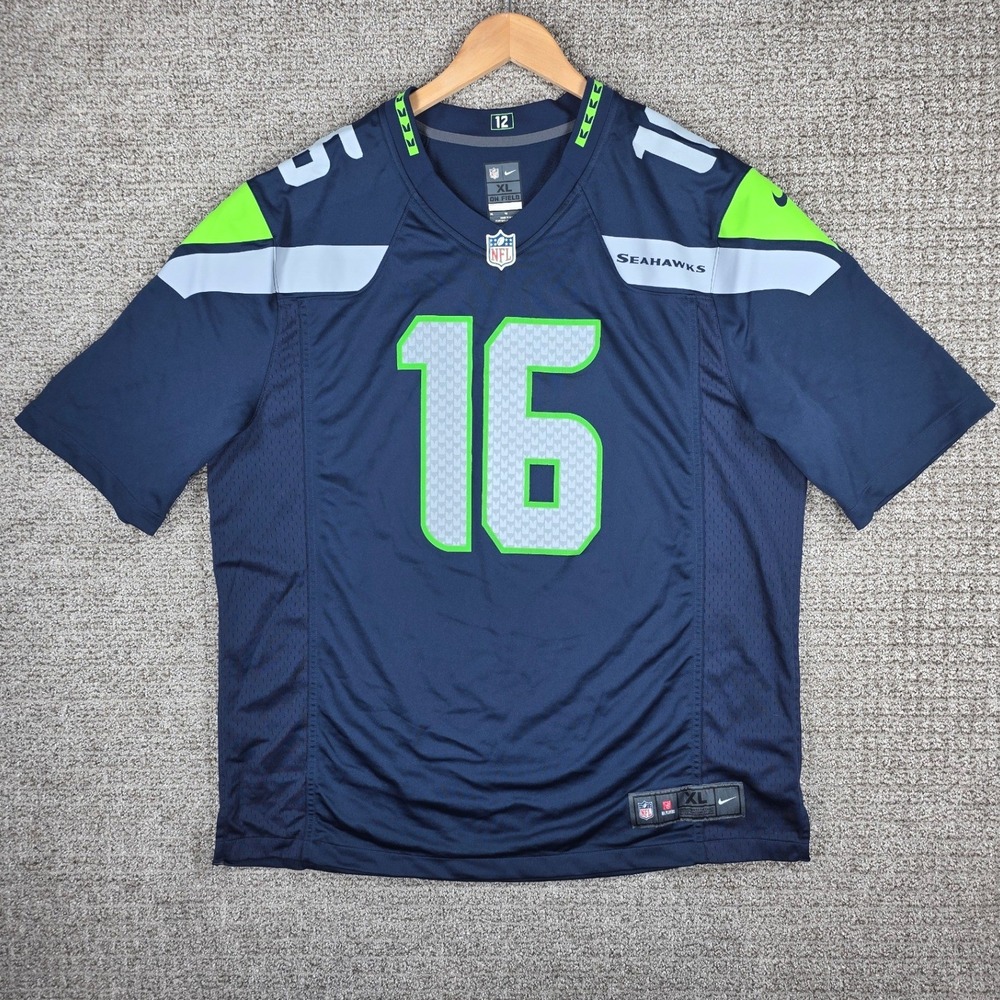 Nike Seattle Seahawks Tyler Lockett #16 NFL Jersey Mens XL Navy Blue On Field